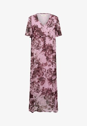Cream, CRANNU SHORT SLEEVE DRESS - Cocktailjurk - pink w. bordeaux flowers