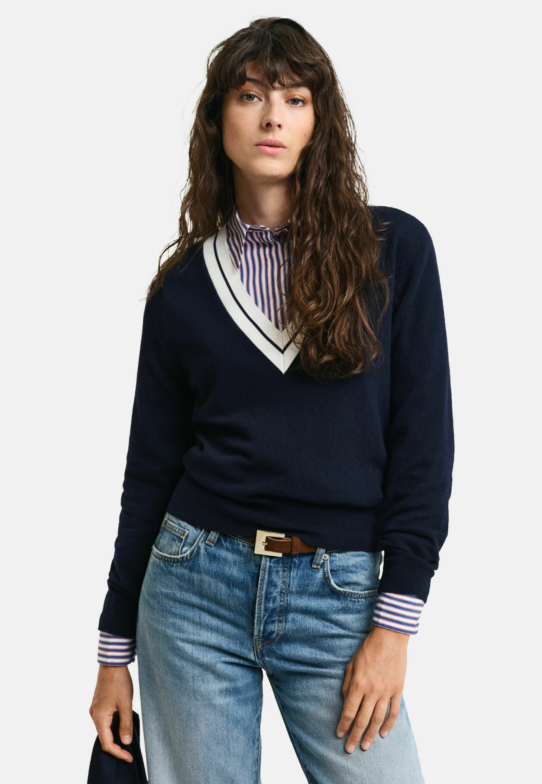 GANT V-NECK Jumper evening blue/dark blue