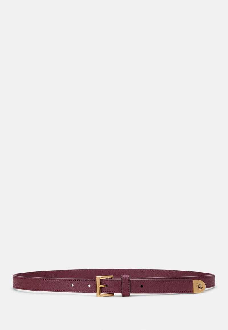 Lauren Ralph Lauren PEBBLED LEATHER SKINNY BELT - Pas - pinot noir