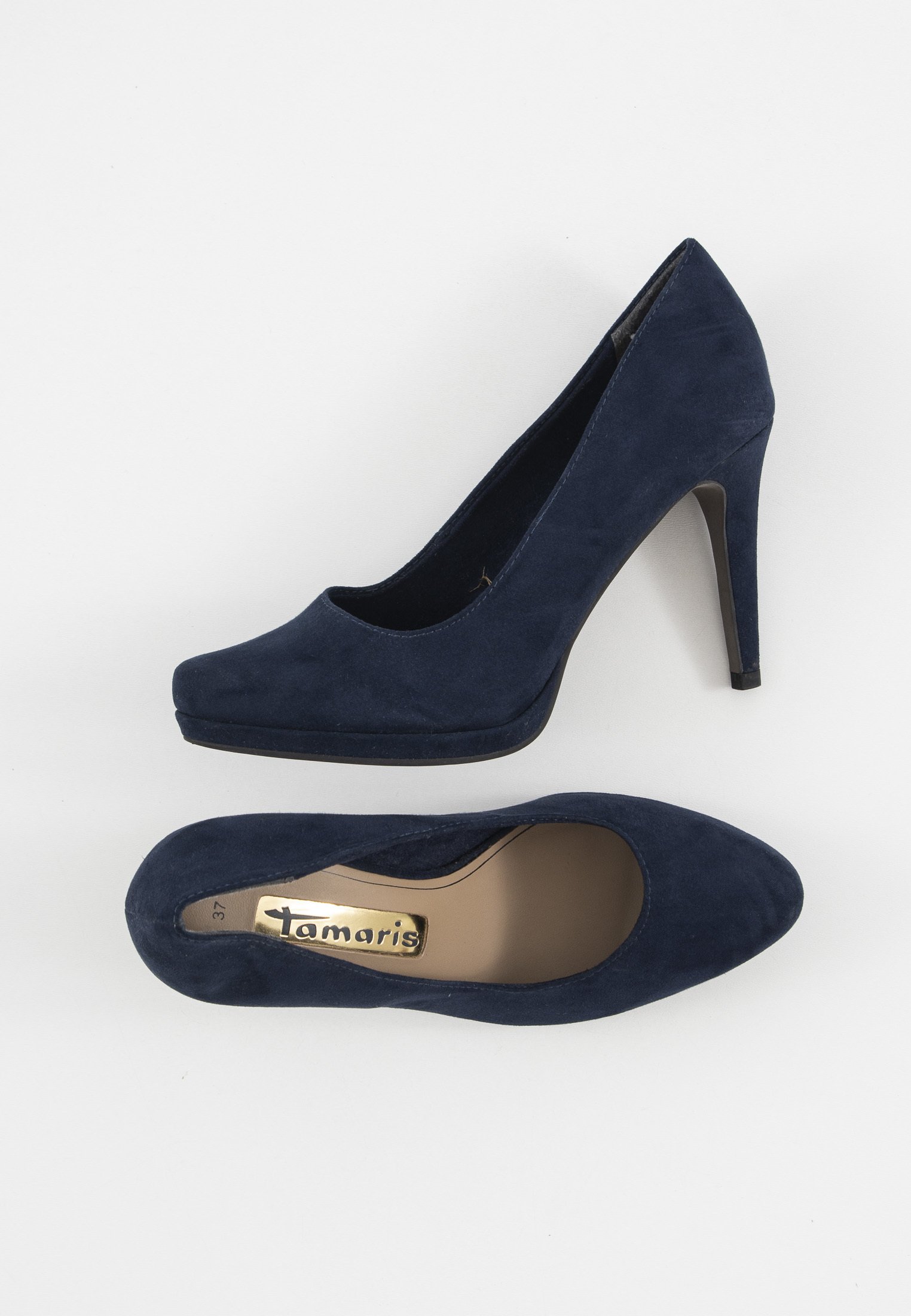 Blauwe blokhakken met bandje en plateauzool | Blauwe open hoge hakken