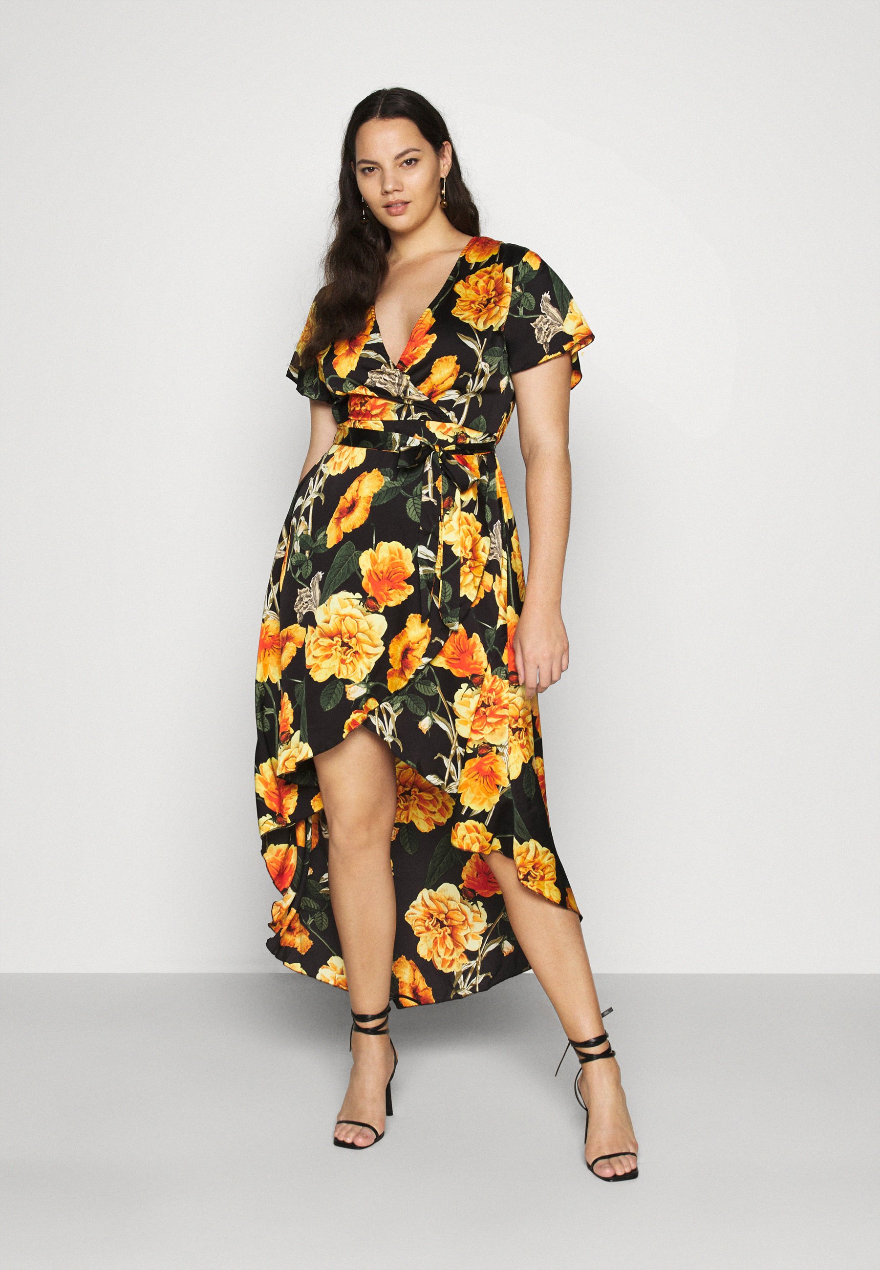 floral high low wrap dress