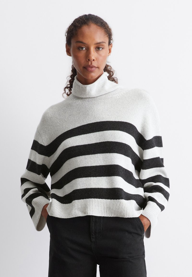 Marc O'Polo GESTREIFTER ROLLKRAGEN - Strickpullover - stripe light granite melange