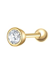 Kultaketju, jossa on pyöreä, kirkas jalokivi. Muotoilu sisältää kiillotetun kultakannan ja sileän, kiiltävän pinnan.