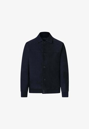 Hackett London Chaqueta de cuero - midnight blue