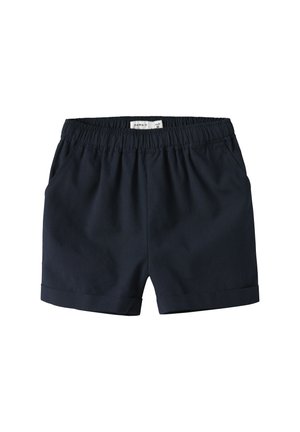 Marineblaue Kleinkind-Shorts mit elastischem Bund und Seitentaschen, aus leichtem Stoff für Komfort und Bewegungsfreiheit.