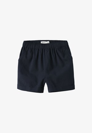 Marineblaue Kleinkind-Shorts mit elastischem Bund und Seitentaschen, aus leichtem Stoff für Komfort und Bewegungsfreiheit.