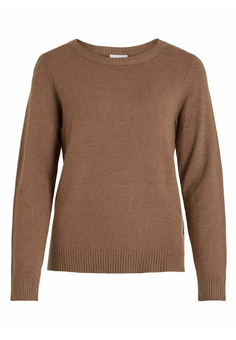 VILA - VIRIL O-NECK L/S  NOOS - Stickad tröja - walnut, Förstora