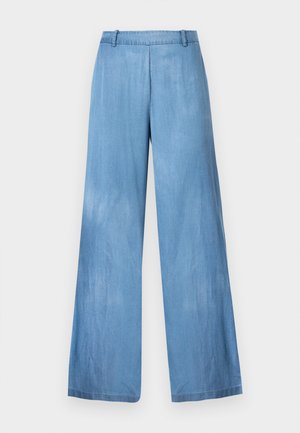 Light blue wide-leg jeans made of denim, featuring a high waist, subtle fading, and a clean hem without embellishments or pockets.