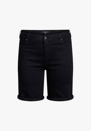 Zizzi, ENG ANLIEGENDE MIT HOHER TAILLE - Jeansshort - black