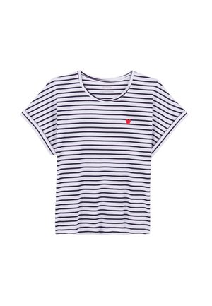 MANCHES COURTES RAYÉ  - T-shirt imprimé - blanc