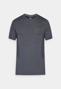 Σκούρο γκρι αθλητική κοντομάνικη μπλούζα με υφή στην επιφάνεια και λαιμόκοψη crew. Φέρει το λογότυπο Under Armour σε μαύρο στο στήθος.