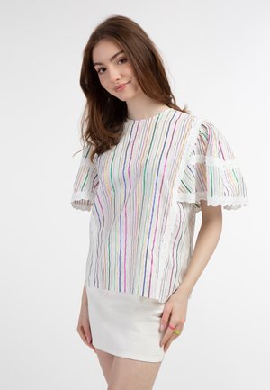 Bluse - weiss mehrfarbige streifen