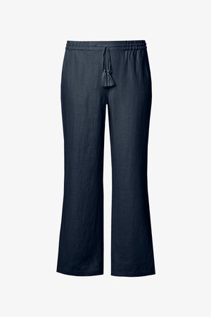 Ulla Popken, LINEN TROUSERS LONG - Pantalones - dark blue