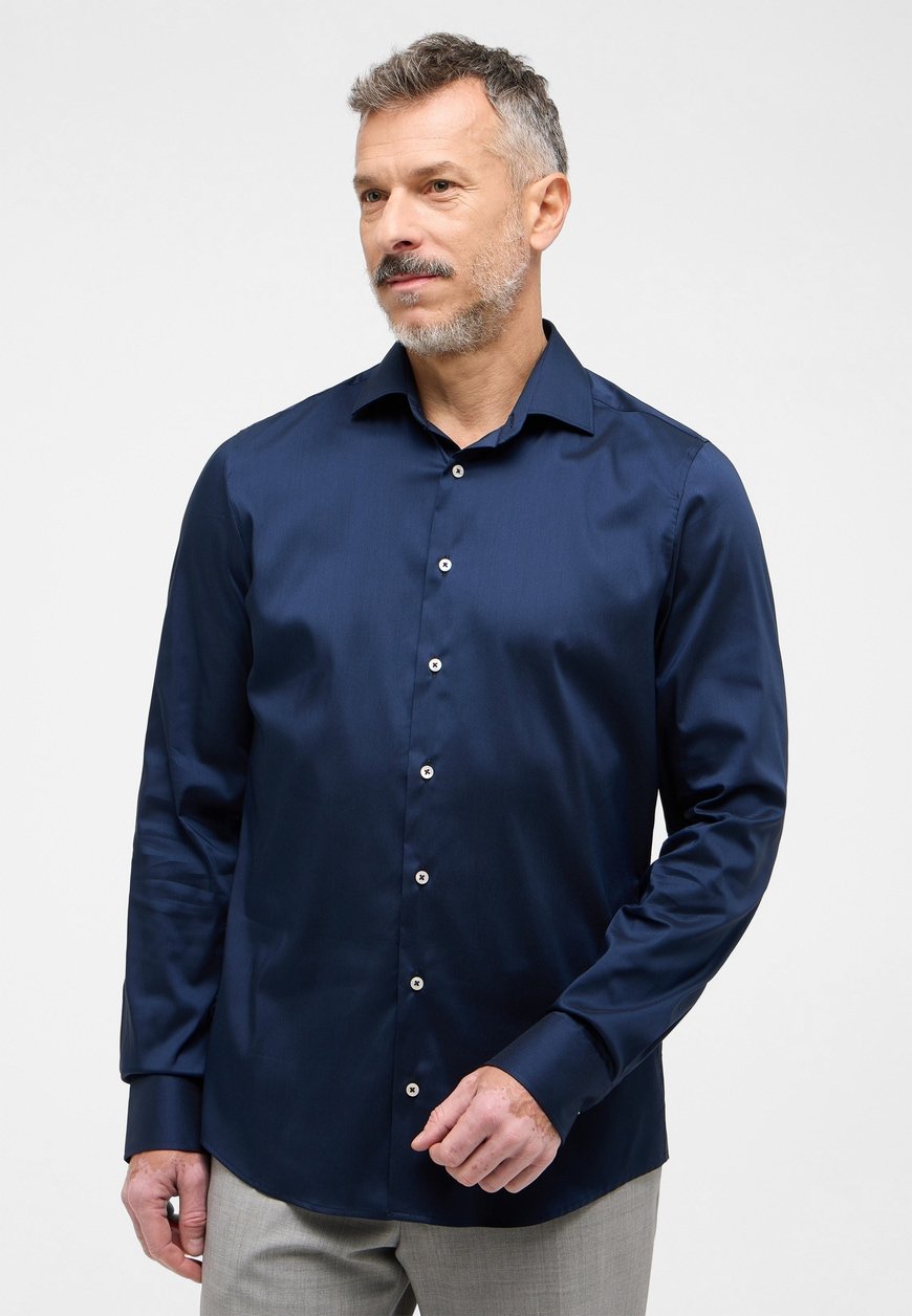 Camicia Eterna Performance Manica Lunga Slim Fit Stretch Navy 44 | Lyocell Traspirante E Facile Stiro