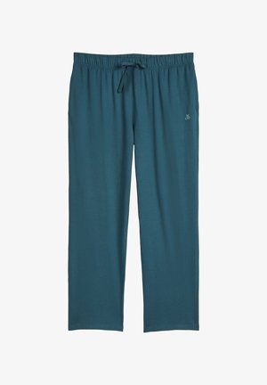 Türkisblaue Freizeithose mit elastischem Bund und verstellbarem Kordelzug, geradem Bein und kleinem "M OP"-Logo an der rechten Hüfte.