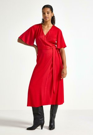 MIDI WITH WRAP DESIGN - Vestito casual - red