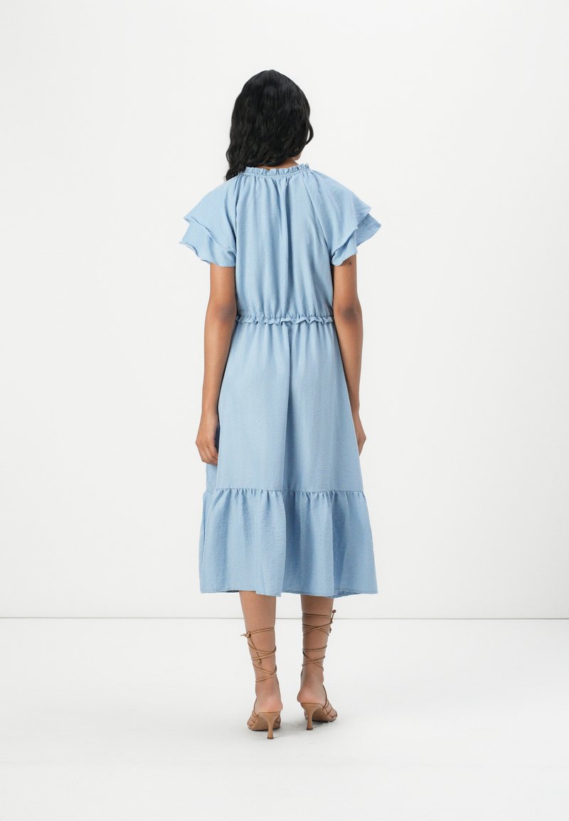 JDY JDYTRAIN FRILL MIDI DRESS - Day dress - soft chambray/light blue -  Zalando.co.uk