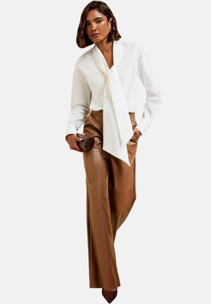 Friends Like These, TIE NECK LONG SLEEVE POPLIN SHIRT - Blouse - white