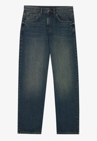 Klassiska blå jeans med rak passform, tillverkade av denim, med fem fickor och en blekt tvätt. Inkluderar en traditionell knappknäppning.