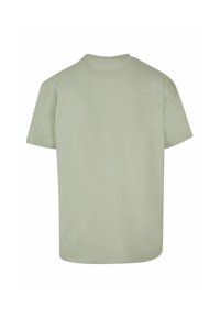 Lys grøn kortærmet t-shirt lavet af bomuld, med rund hals og en glat, ensfarvet tekstur. Bagfra.