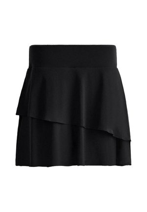 OYSHO, RUFFLED HIGH RISE COMPRESSIVE MINI SKIRT - Jupe trapèze - black
