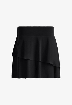 OYSHO, RUFFLED HIGH RISE COMPRESSIVE MINI SKIRT - Jupe trapèze - black
