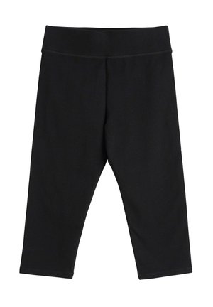 Leggings noirs en tissu doux et extensible avec une large taille élastique. Longueur cheville avec un design lisse et sans embellissement.