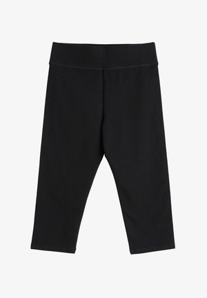 Leggings negros hechos de una tela suave y elástica con una amplia cinturilla elástica. De longitud hasta el tobillo y con un diseño liso y sin adornos.