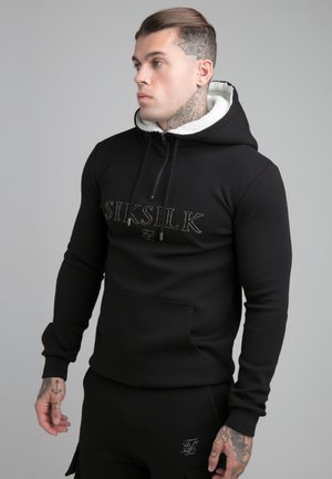 BORG QUARTER ZIP HOODIE - Felpa - black