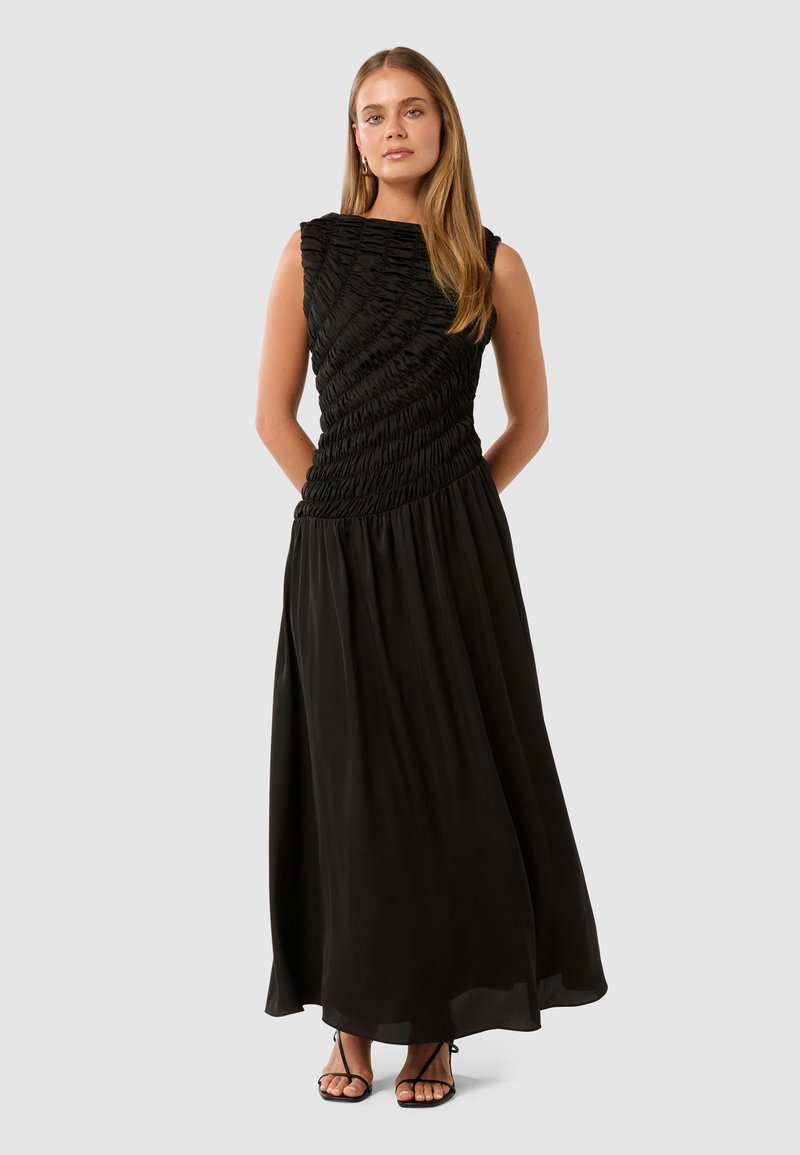 Forever New JEMIMA SHIRRED DROP WAIST MIDI DRESS - Koktélruha / Partiruha - black
