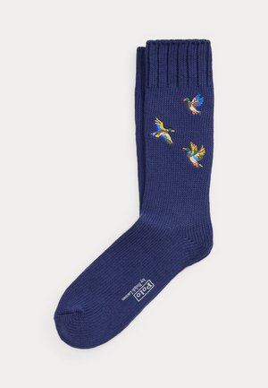 Polo Ralph Lauren, EMBROIDERED COTTON-BLEND CREW SOCKS - Chaussettes - blue