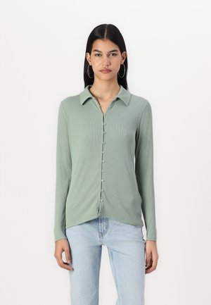 Abercrombie & Fitch Powdered Rib Button-Through Top - Kardiganas - light green