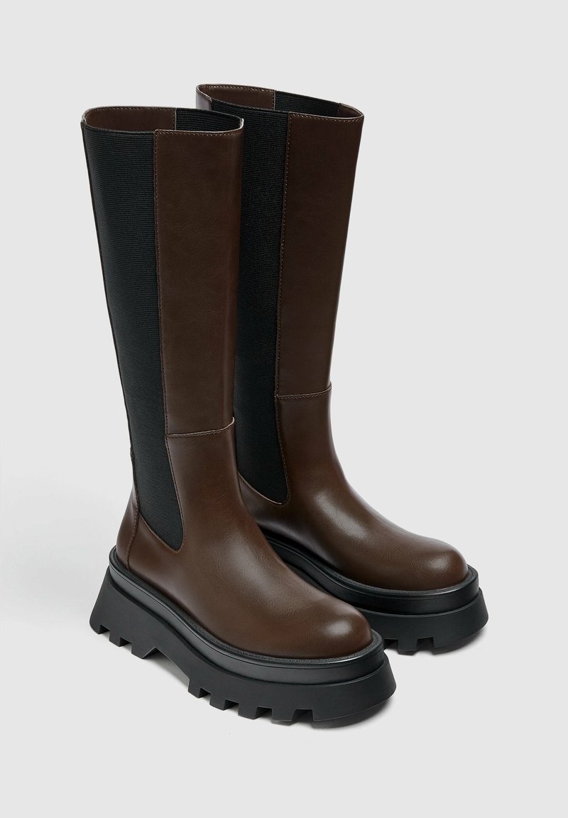 Damen Klassische Stiefel | PULL&BEAR Plateaustiefel brown/braun - PD30801 Damen Klassische Stiefel | PULL&BEAR Plateaustiefel brown/braun - PD30801