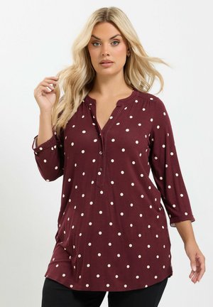 Yours Clothing, PLUS SIZE ANIMAL PRINT TOPS - T-shirt à manches longues - burgundy