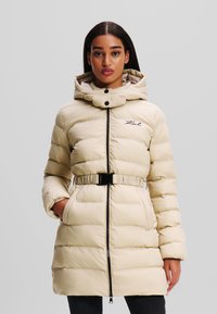 KARL LAGERFELD SIGNATURE LONG PUFFER - Manteau d'hiver - light beige