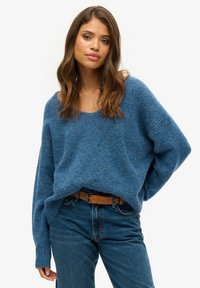 Superdry & Co V NECK - Strickpullover - admiral blue twist