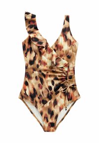 Next FRILL WRAP TUMMY CONTROL   TALL -REGULAR FIT - Baddräkt - brown leopard