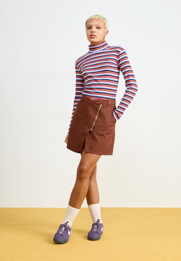 QUINCE STRIPE TURTLENECK - Long sleeved top - brick multi2