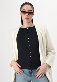Abercrombie & Fitch BARE WIDE SLASH BUTTON - Débardeur - black beauty