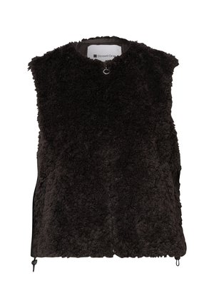 Street One, FAKE FUR WESTE MIT TASCHEN UND ZIPPER - Veste sans manches - black coffee
