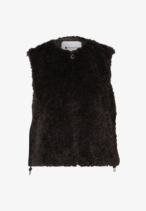 Street One, FAKE FUR WESTE MIT TASCHEN UND ZIPPER - Veste sans manches - black coffee