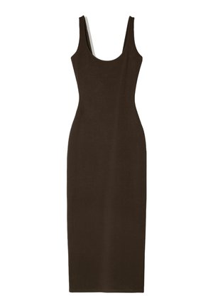 Bershka STRAPPY - MIDI  - Shift dress - mottled dark brown
