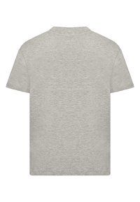 Grå kortærmet t-shirt med rund halsudskæring. Glat, struktureret stof uden synlige logoer eller mønstre. Vist fra bagsiden.
