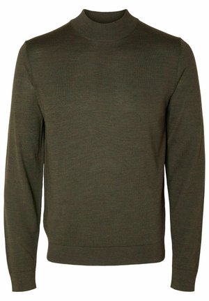 SELETED HOMME Slhtown Merino Coolmax Knit Mock B Noos Maglione, Nero, M Uomo
