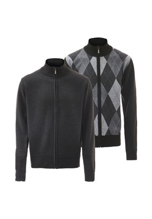 Mo, 2-PACK - Strickjacke - dunkelgrau melange & schwarz grau