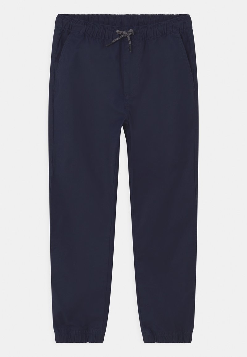 Pantalon de jogging bleu marine décontracté avec taille élastique, cordon ajustable, poches latérales et bas élastiqués.
