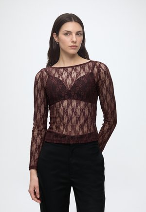 ONLY, ONLNIKITA L/S BOATNECK LACE TOP BOX JRS - Bluse - decadent chocolate