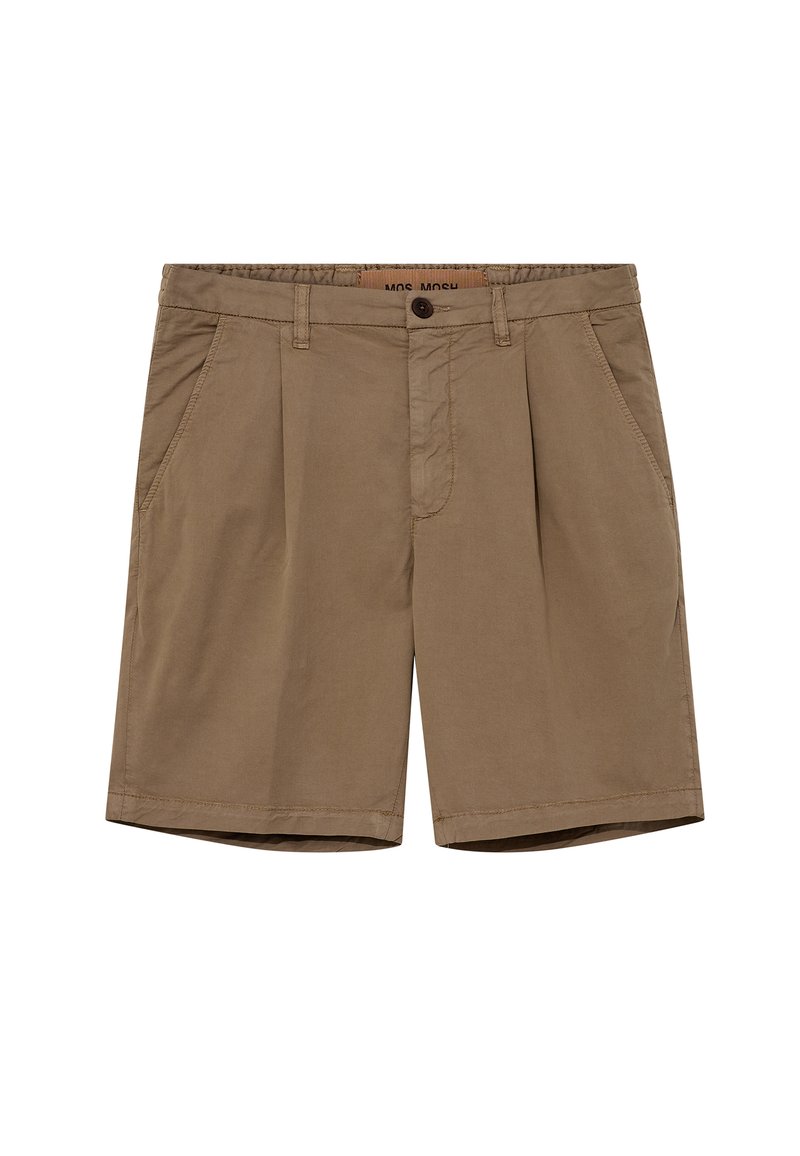 Khaki shorts med afslappet pasform, der har knaplukning, folder foran og lommer. Fremstillet af letvægtsstof med en glat overflade.