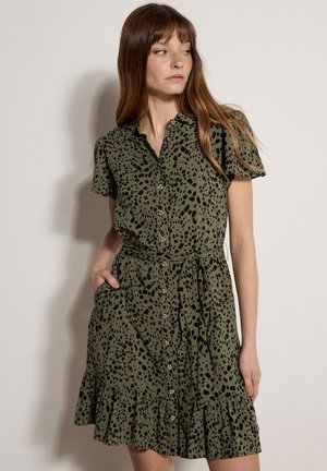 SCATTERED SQUARES MINI - Robe chemise - khaki