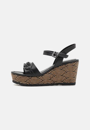 Sandalen met sleehak - black